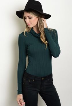Green turtle neck bodysuit