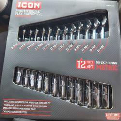 Icon 12 Piece Ratcheting Flex Head Wrench Set
