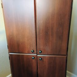 Storage Cabinet 4-Door Cherry Finish – Adjustable Shelves