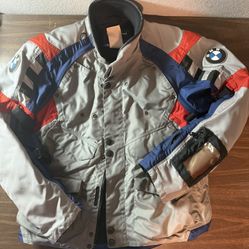BMW Motorrad Rallye 3 Grey Blue Red Jacket Men’s Motorcycle sz 50 Padded