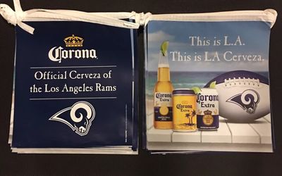 Corona Los Angeles Rams string pennant banner Super Bowl NFL man cave