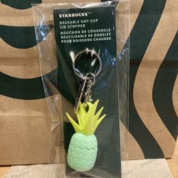 2024 STARBUCKS REUSABLE PINEAPPLE HOT CUP LID STOPPER KEYCHAIN (LAST ONE)