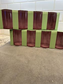 2-Sets of 4 Violet Glass Drinking Glasses Set