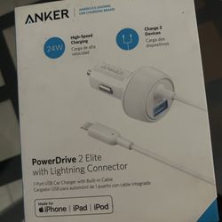 Anker PowerDrive 2 Elite 24W Vehicle Charger with a Lightning Connector