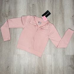 Pretty Little Thing Pink Zip Up Sweater Jacket Hoodie For Girls Size Medium