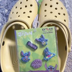 New Crocs Classic Clog Yellow Size M9 W11 + Free Stitch Jibbitz Charms
