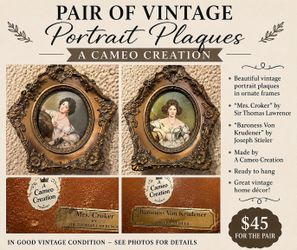 Vintage Cameo Creation Framed Portraits – Set of 2