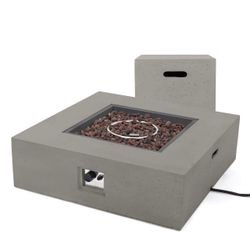 48”Light Grey Square 50K BTU Outdoor Gas Fire Pit Table with Tank Holder