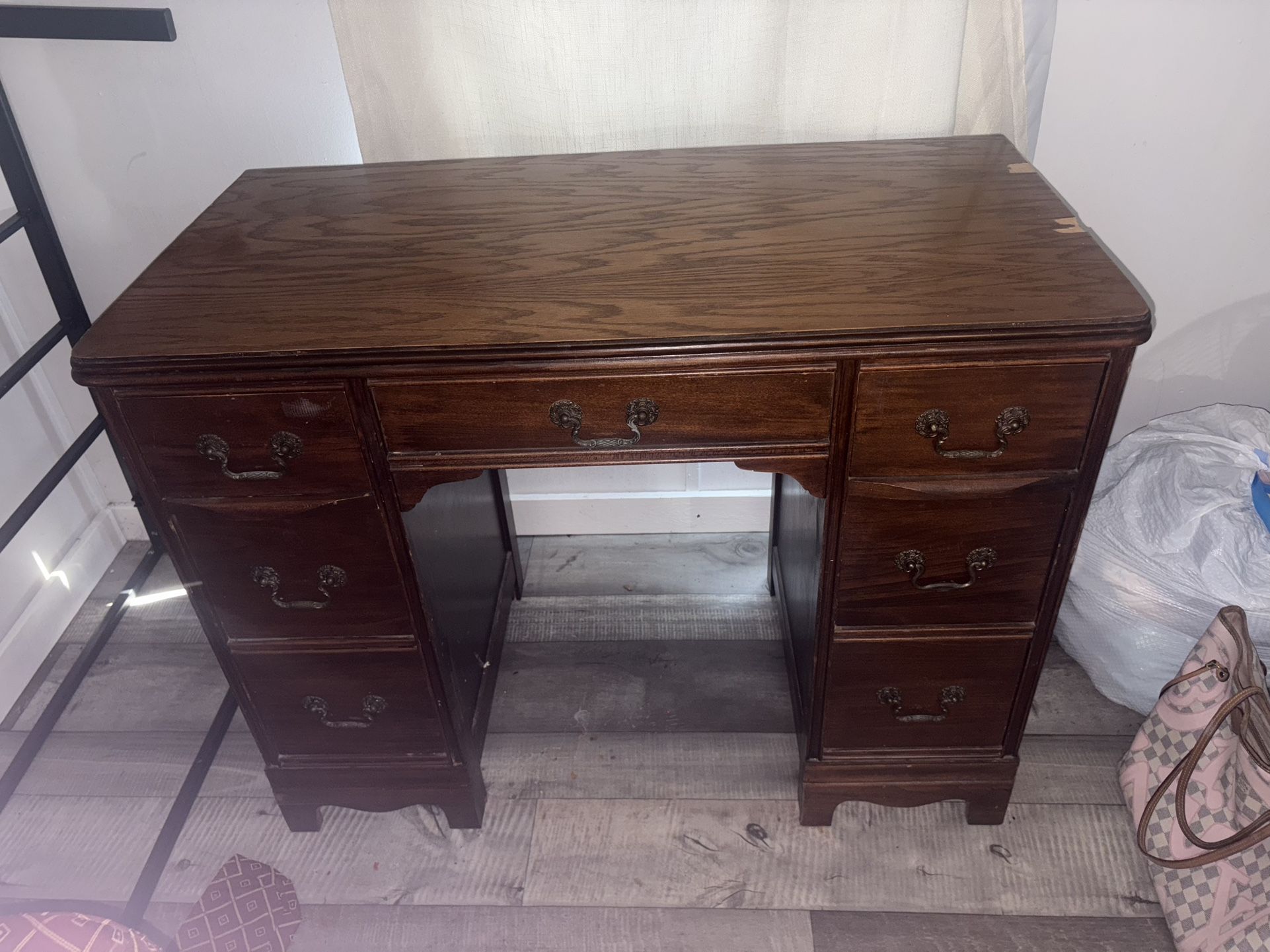 Mahogany Double Pedestal Kneehole Desk