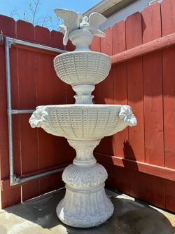 Two-Tier Bird Concrete Water Fountain 5'10"