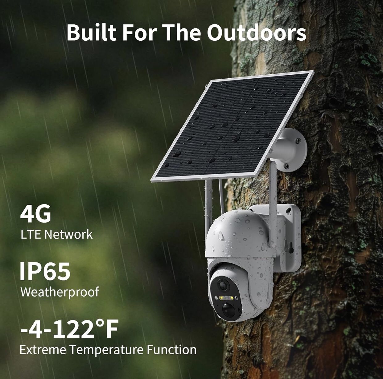 4G LTE Pan Tilt Security Camera - Battery/Solar Powered
