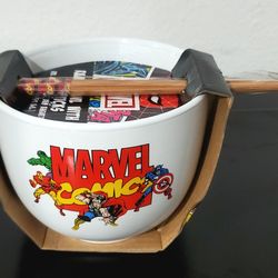 Marvel Comics Ramen Bowl With Chopsticks 20 Oz AVENGERS NEW 