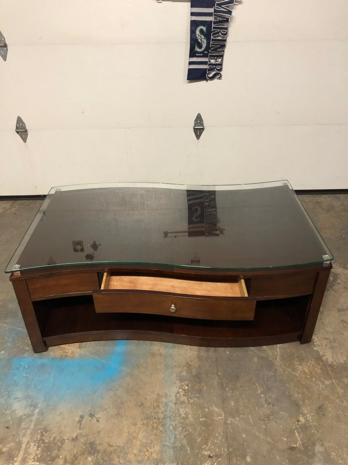 Wood Coffee Table with Glass