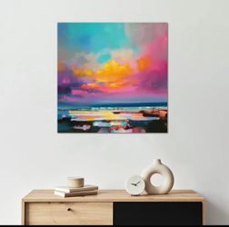 Bright bold abstract print in canvas 