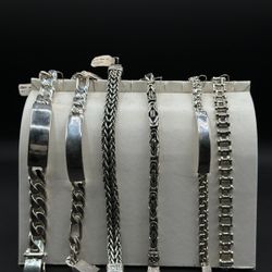 Esclabas De Caballero Y Pulseras De Plata Ley .925 