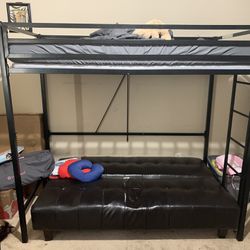 Free Twin Bunk Loft Bed With Futon And Caddy Computer Desk