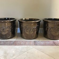 4 Ceramic Gold Glazed Pots