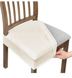 6 Dining Chair Seat Cover Cream White