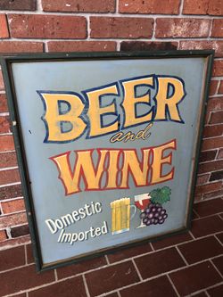 Hand painted wooden sign Beer and Wine 27”x32”