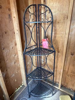 Black Wrought Iron Corner Shelf Unit