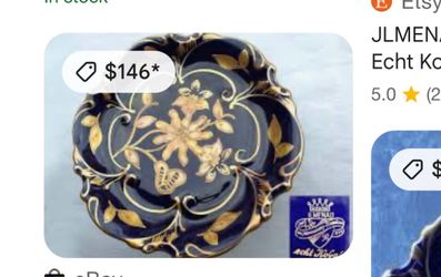 Echt Kobalt Cobalt Blue Gold Floral Decorative Plate