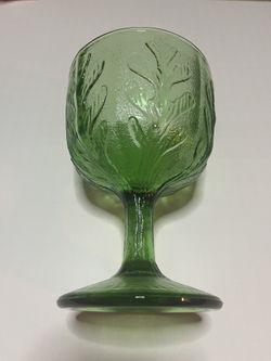 Vintage FTD Raised Oak Leaf Goblet Green