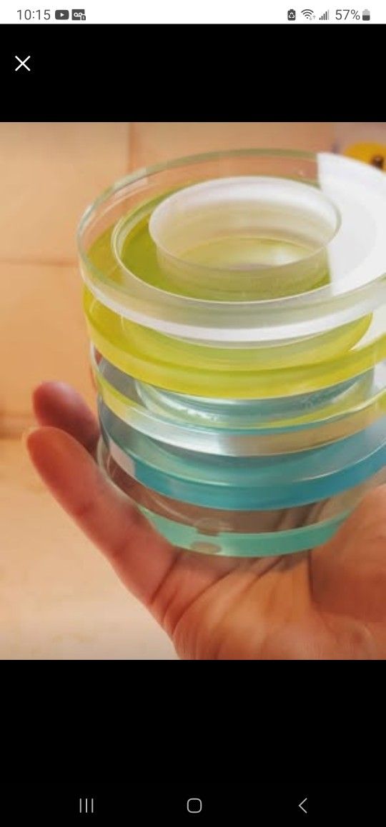 Vintage Vibrant PartyLite “PRISM” Round/Circular Glass Candleholder MCM/Atomic Style