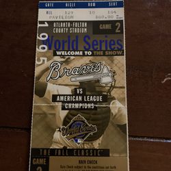 1995 World Series Ticket Stub-Braves Vs Cleveland Indians 