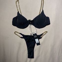 NEW Fashion Nova Black Chain Bikini - Size XS
