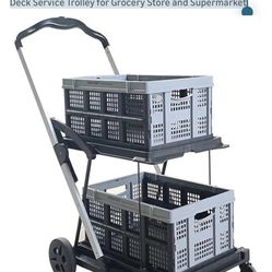 NEAHOPJTA / LEADLOONG Two-Tier Commercial Shopping Cart System – Complete Set  Complete commercial-grade 