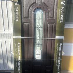 Masonite 36 in. x 80 in. Providence Center Arch Left Hand Inswing Fiberglass Front Exterior Door