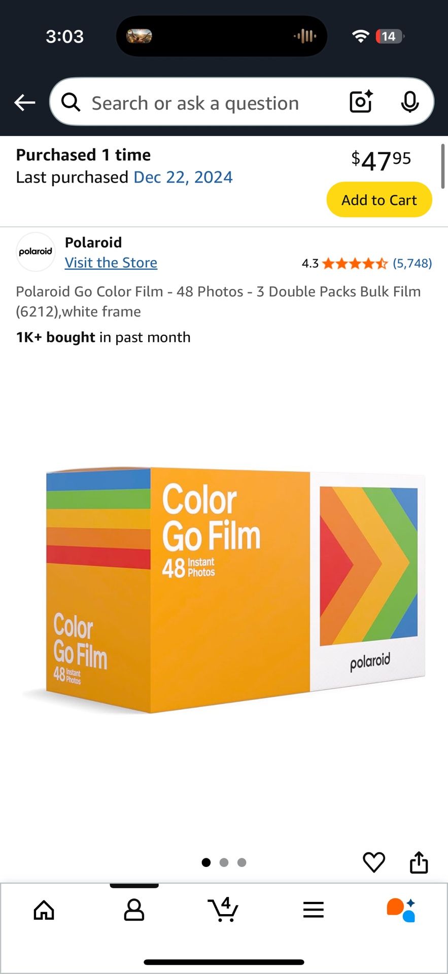 Unopened Polaroid Color Go Film 48