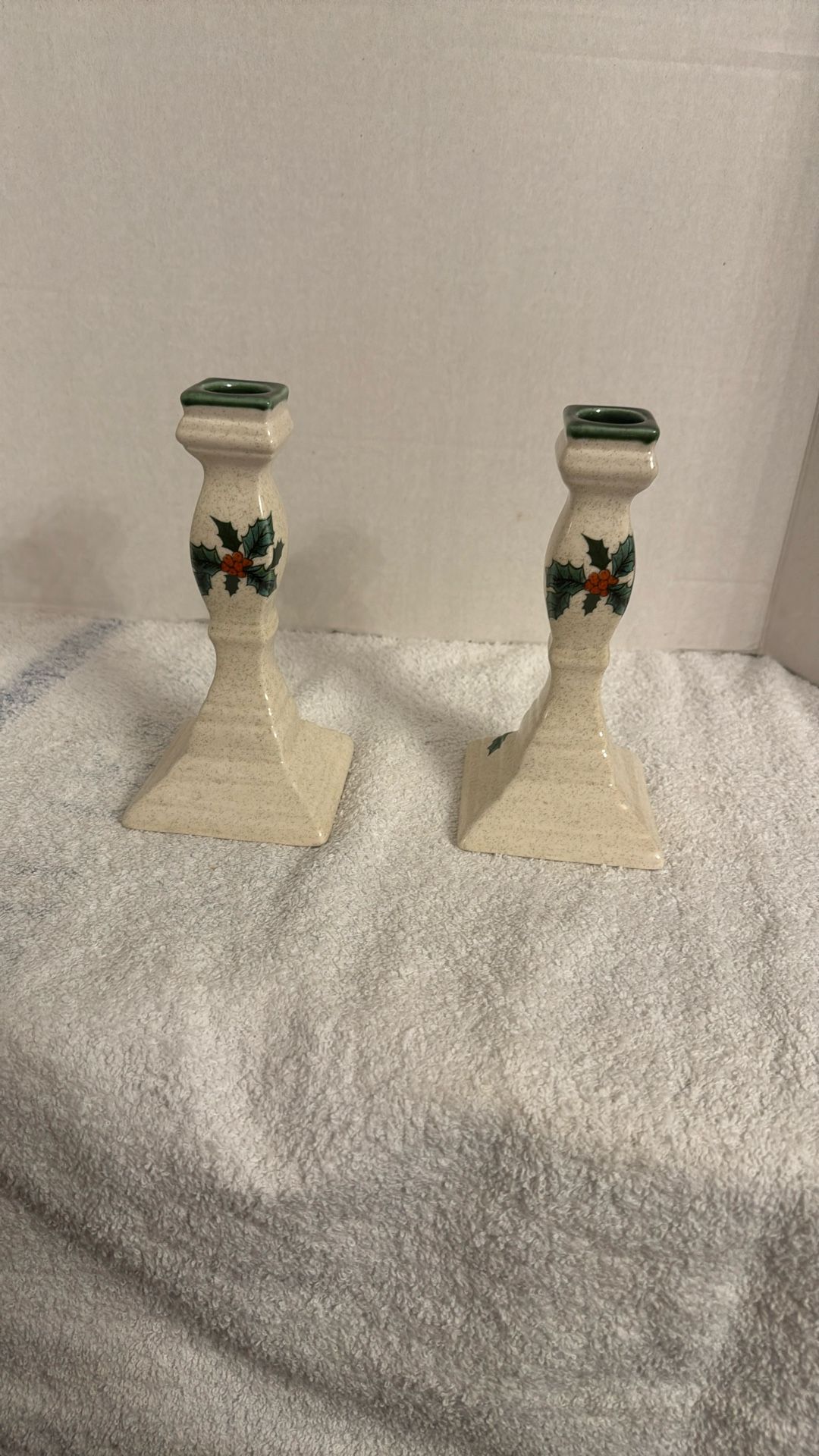 Two Mikasa Christmas Candle Holders 