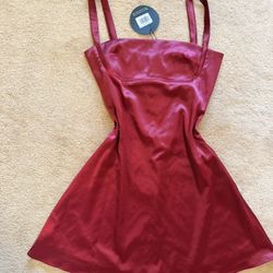 White Fox Red Satin Minidress