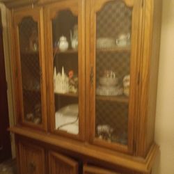 Antique Cherry Wood And Oak Hutches