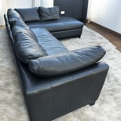 Free Delivery Grey Leather Sectional Couch 