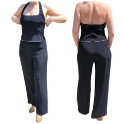 Vintage Jones New York Backless Halter Top Jumpsuit Size 8 Black