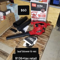 toro blower / leaf vaccum $136+tax retail my price only $60 