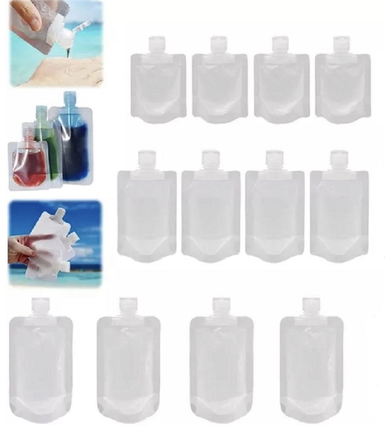 12 Pcs Portable Travel Fluid Makeup Packing Bag Transparent Clamshell Packaging Bag