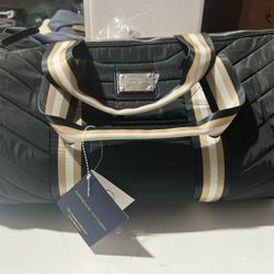 NWT Adrienne Vittadini Travel Nylon Duffel Bag "The Chandra Collection” Black