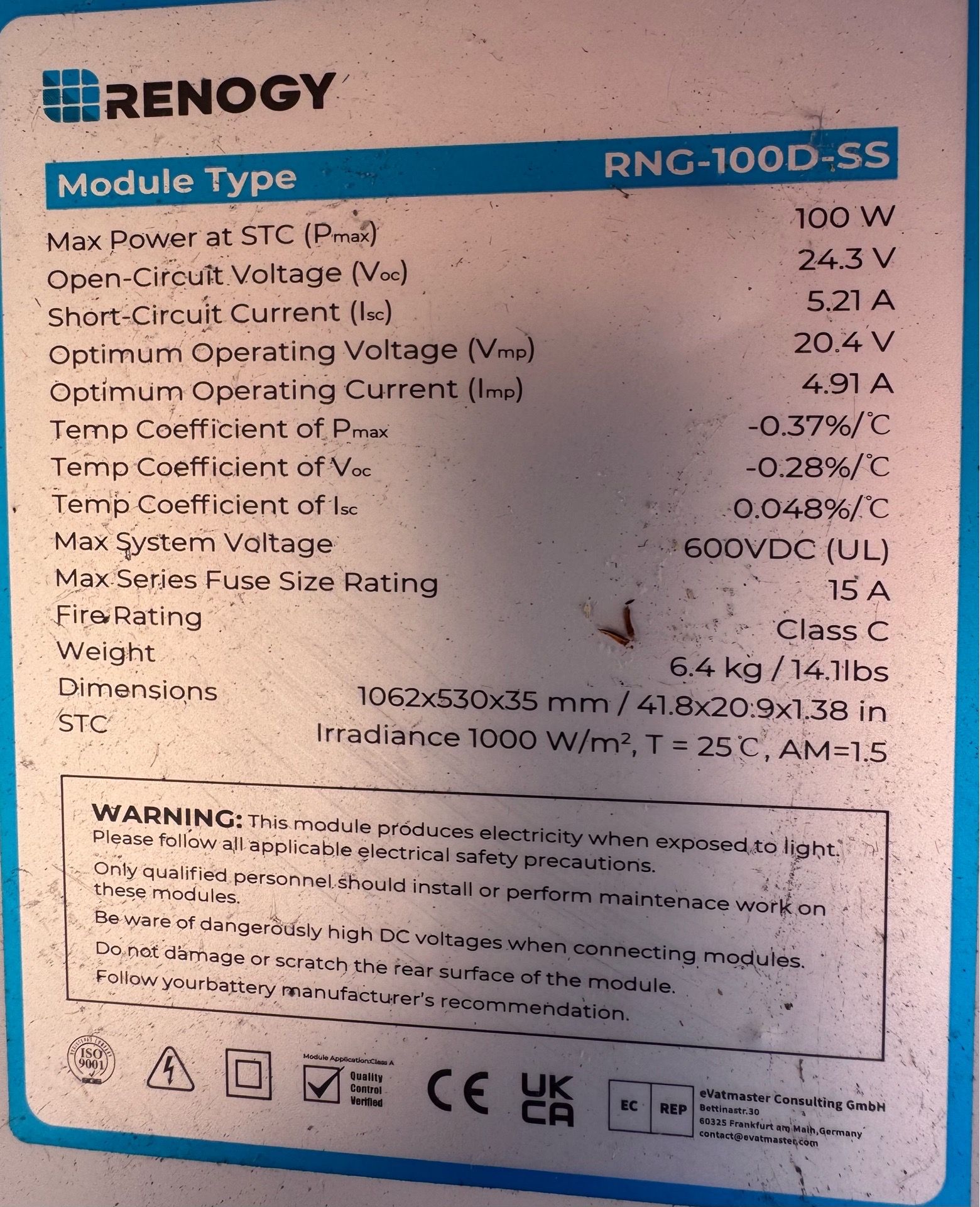 200W Solar Panel ( two of 100w panel)