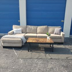 (Delivery Available) Tan/Beige Couch Sectional Sofa