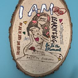 Woodburned “Self Image” Themed Plaque