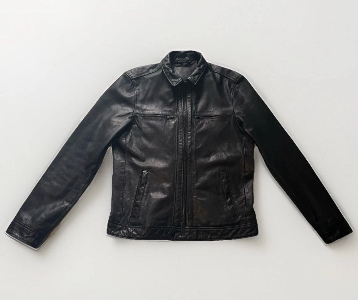 Allsaints Lark Biker Leather Jacket Men’s L Black