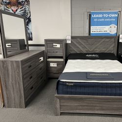4PC Gray Queen Bedroom Set 