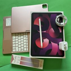  Apple iPad 5th Generation (M1 Chip / Pink Color) 64Gb With Pen, Keyboard Accessories 