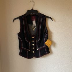 Brand New Woman’s Baby Phat brand Black Denim Vest Up For Sale 