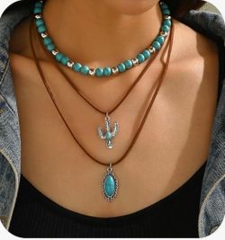 Layered Western Turquoise Necklace – Vintage Cowgirl Style Jewelry for Women