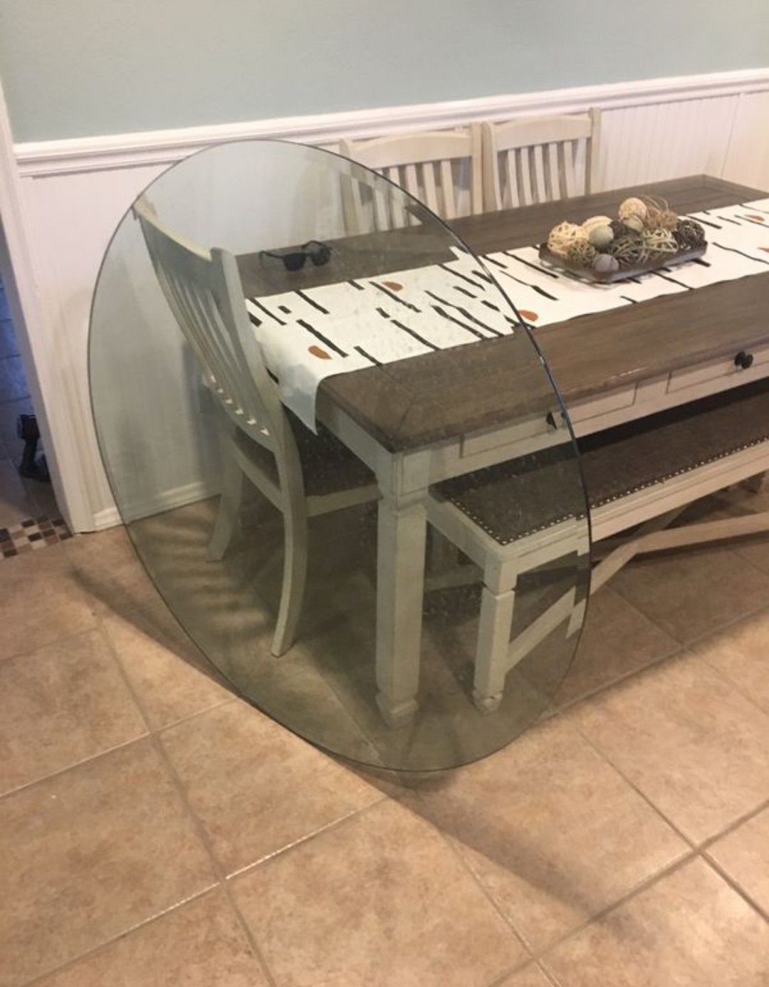 56 in round glass table top