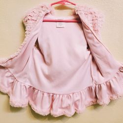 Little Girls Pink Faux Sleeveless Vest - Item #1